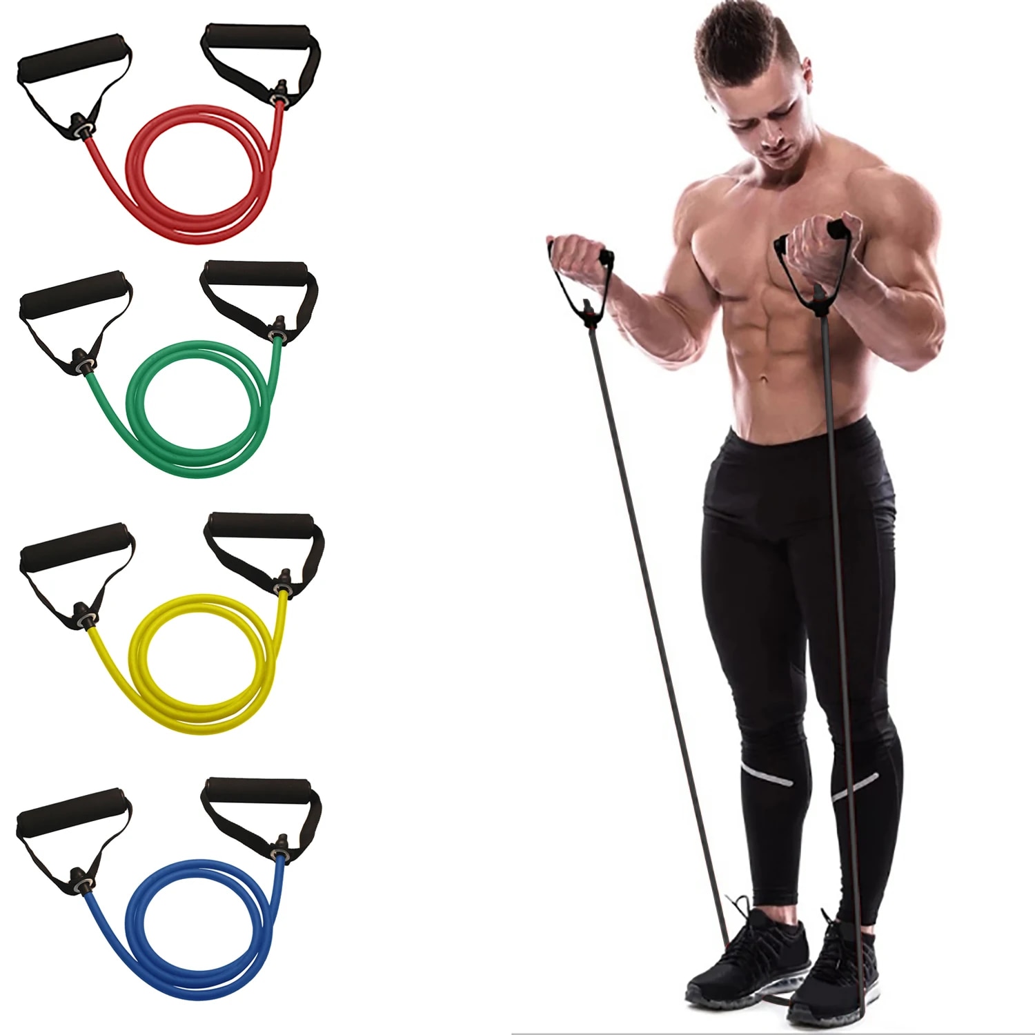 Resistance Bands Set With Handles - Fasce di resistenza con manici, fasce
